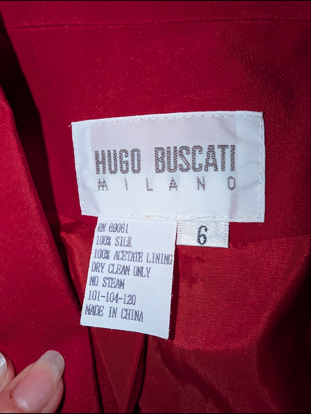 Hugo Buscati Silk Double-Breasted Bright Red Blazer - Picture 7 of 11